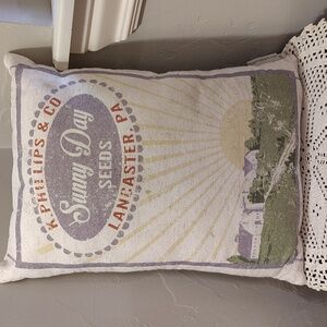 Primitives by Kathy Sunny Day Seeds Pillow 16.5" X 11" Feed Sack Motif